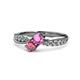 1 - Nicia Pink Sapphire and Rhodolite Garnet with Side Diamonds Bypass Ring 