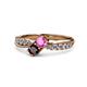 1 - Nicia Pink Sapphire and Red Garnet with Side Diamonds Bypass Ring 