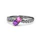 1 - Nicia Pink Sapphire and Amethyst with Side Diamonds Bypass Ring 