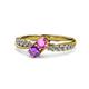 1 - Nicia Pink Sapphire and Amethyst with Side Diamonds Bypass Ring 