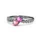 1 - Nicia Pink Sapphire and Pink Tourmaline with Side Diamonds Bypass Ring 