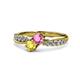 1 - Nicia Pink and Yellow Sapphire with Side Diamonds Bypass Ring 