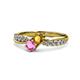 1 - Nicia Citrine and Pink Sapphire with Side Diamonds Bypass Ring 