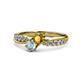 1 - Nicia Citrine and Aquamarine with Side Diamonds Bypass Ring 
