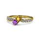 1 - Nicia Citrine and Amethyst with Side Diamonds Bypass Ring 