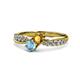 1 - Nicia Citrine and Blue Topaz with Side Diamonds Bypass Ring 
