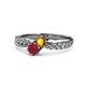 1 - Nicia Citrine and Ruby with Side Diamonds Bypass Ring 