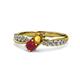 1 - Nicia Citrine and Ruby with Side Diamonds Bypass Ring 