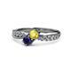 1 - Nicia Yellow and Blue Sapphire with Side Diamonds Bypass Ring 