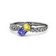 1 - Nicia Yellow Sapphire and Tanzanite with Side Diamonds Bypass Ring 