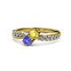 1 - Nicia Yellow Sapphire and Tanzanite with Side Diamonds Bypass Ring 