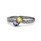 1 - Nicia Yellow Sapphire and Iolite with Side Diamonds Bypass Ring 