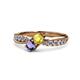 1 - Nicia Yellow Sapphire and Iolite with Side Diamonds Bypass Ring 