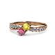 1 - Nicia Yellow Sapphire and Rhodolite Garnet with Side Diamonds Bypass Ring 
