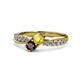1 - Nicia Yellow Sapphire and Red Garnet with Side Diamonds Bypass Ring 