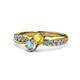 1 - Nicia Yellow Sapphire and Aquamarine with Side Diamonds Bypass Ring 