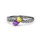 1 - Nicia Yellow Sapphire and Amethyst with Side Diamonds Bypass Ring 
