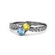 1 - Nicia Yellow Sapphire and Blue Topaz with Side Diamonds Bypass Ring 