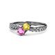 1 - Nicia Yellow and Pink Sapphire with Side Diamonds Bypass Ring 