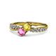1 - Nicia Yellow and Pink Sapphire with Side Diamonds Bypass Ring 