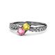 1 - Nicia Yellow Sapphire and Pink Tourmaline with Side Diamonds Bypass Ring 