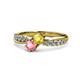 1 - Nicia Yellow Sapphire and Pink Tourmaline with Side Diamonds Bypass Ring 