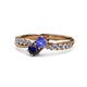 1 - Nicia Tanzanite and Blue Sapphire with Side Diamonds Bypass Ring 