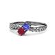 1 - Nicia Tanzanite and Ruby with Side Diamonds Bypass Ring 