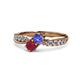 1 - Nicia Tanzanite and Ruby with Side Diamonds Bypass Ring 