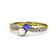 1 - Nicia Tanzanite and White Sapphire with Side Diamonds Bypass Ring 