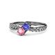 1 - Nicia Tanzanite and Pink Tourmaline with Side Diamonds Bypass Ring 