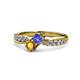 1 - Nicia Tanzanite and Citrine with Side Diamonds Bypass Ring 