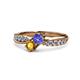 1 - Nicia Tanzanite and Citrine with Side Diamonds Bypass Ring 