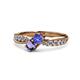 1 - Nicia Tanzanite and Iolite with Side Diamonds Bypass Ring 
