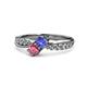 1 - Nicia Tanzanite and Rhodolite Garnet with Side Diamonds Bypass Ring 