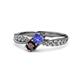 1 - Nicia Tanzanite and Red Garnet with Side Diamonds Bypass Ring 