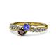 1 - Nicia Tanzanite and Red Garnet with Side Diamonds Bypass Ring 