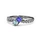 1 - Nicia Tanzanite and Aquamarine with Side Diamonds Bypass Ring 