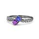 1 - Nicia Tanzanite and Amethyst with Side Diamonds Bypass Ring 
