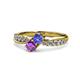 1 - Nicia Tanzanite and Amethyst with Side Diamonds Bypass Ring 