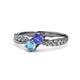 1 - Nicia Tanzanite and Blue Topaz with Side Diamonds Bypass Ring 