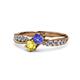 1 - Nicia Tanzanite and Yellow Sapphire with Side Diamonds Bypass Ring 