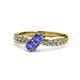 1 - Nicia Tanzanite with Side Diamonds Bypass Ring 