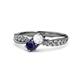 1 - Nicia White and Blue Sapphire with Side Diamonds Bypass Ring 