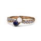 1 - Nicia White and Blue Sapphire with Side Diamonds Bypass Ring 