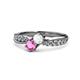 1 - Nicia White and Pink Sapphire with Side Diamonds Bypass Ring 