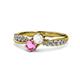 1 - Nicia White and Pink Sapphire with Side Diamonds Bypass Ring 