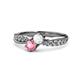 1 - Nicia White Sapphire and Pink Tourmaline with Side Diamonds Bypass Ring 
