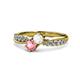 1 - Nicia White Sapphire and Pink Tourmaline with Side Diamonds Bypass Ring 