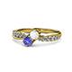 1 - Nicia White Sapphire and Tanzanite with Side Diamonds Bypass Ring 